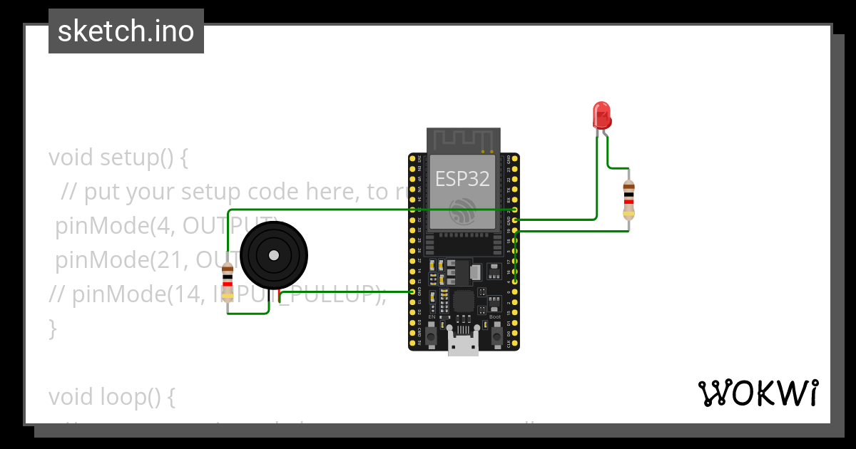 SRD - LED BUZ 1 - Wokwi ESP32, STM32, Arduino Simulator