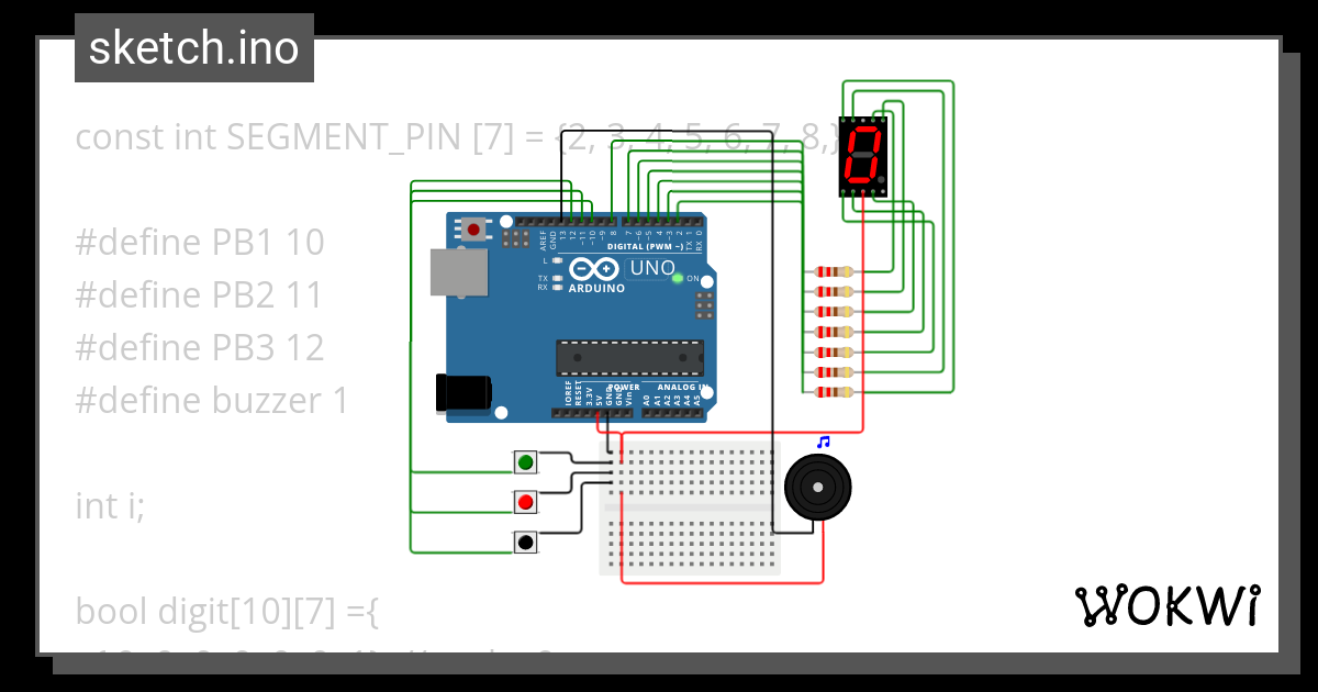 Segmen Buzzer 3pb Array 2d Wokwi Esp32 Stm32 Arduino Simulator 2350