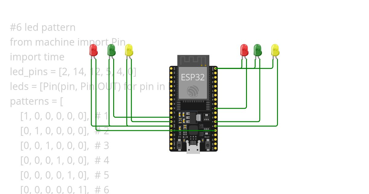 6 led pattern display simulation
