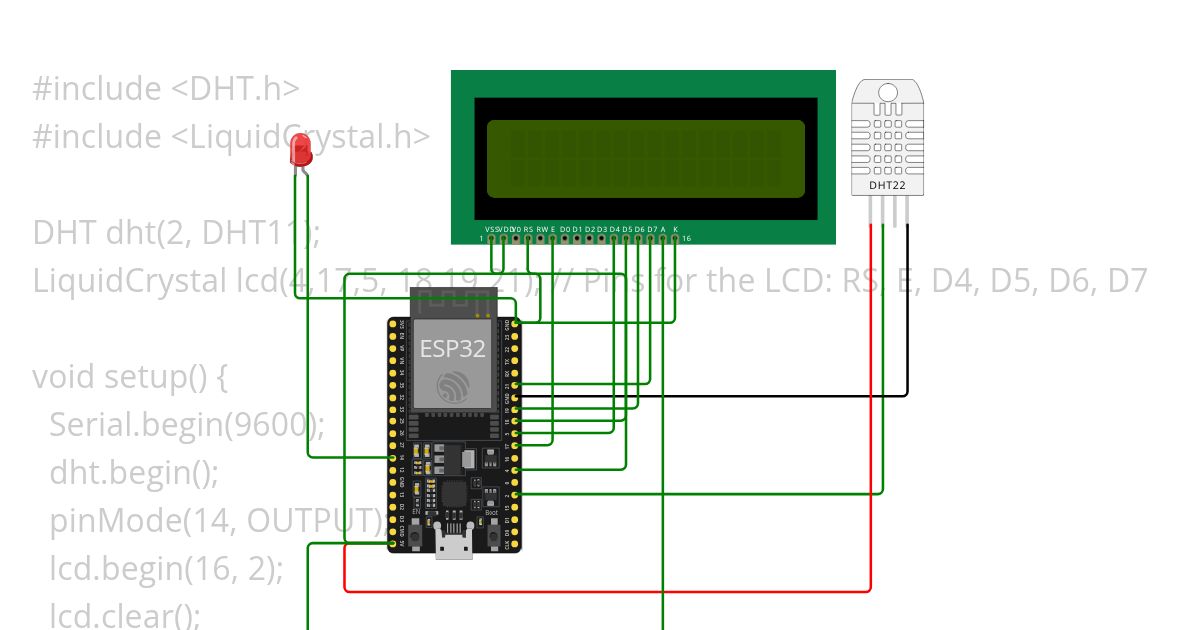 DHT SENSOR WITH LCD simulation