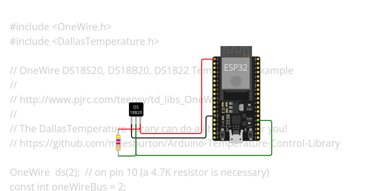 esp32 multiple 18b20 simulation