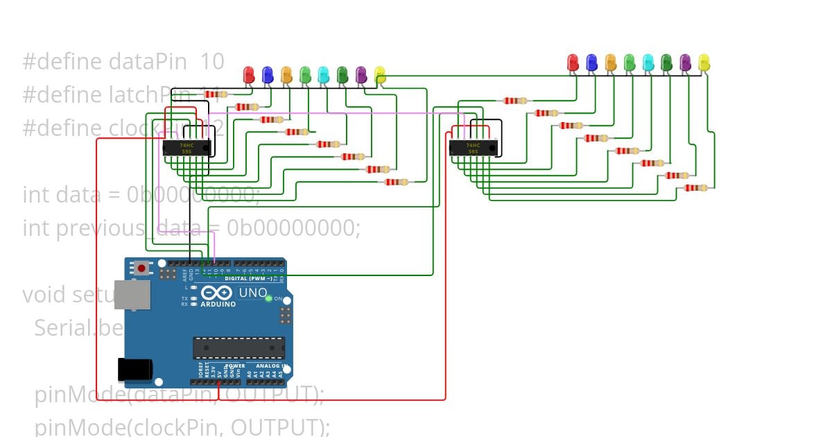 shift register with arduino uno simulation