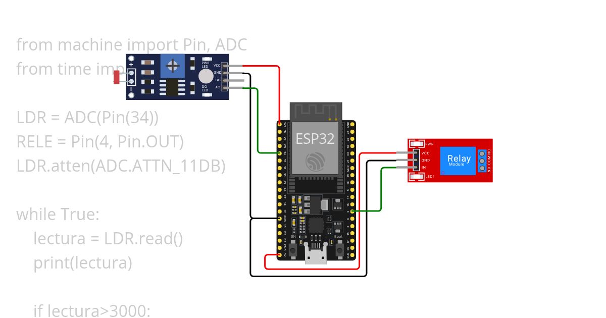 LDR - ESP32-Py simulation