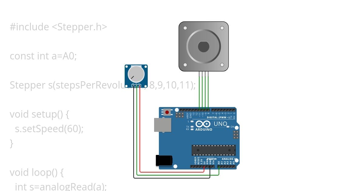 stepper + potentiometer simulation