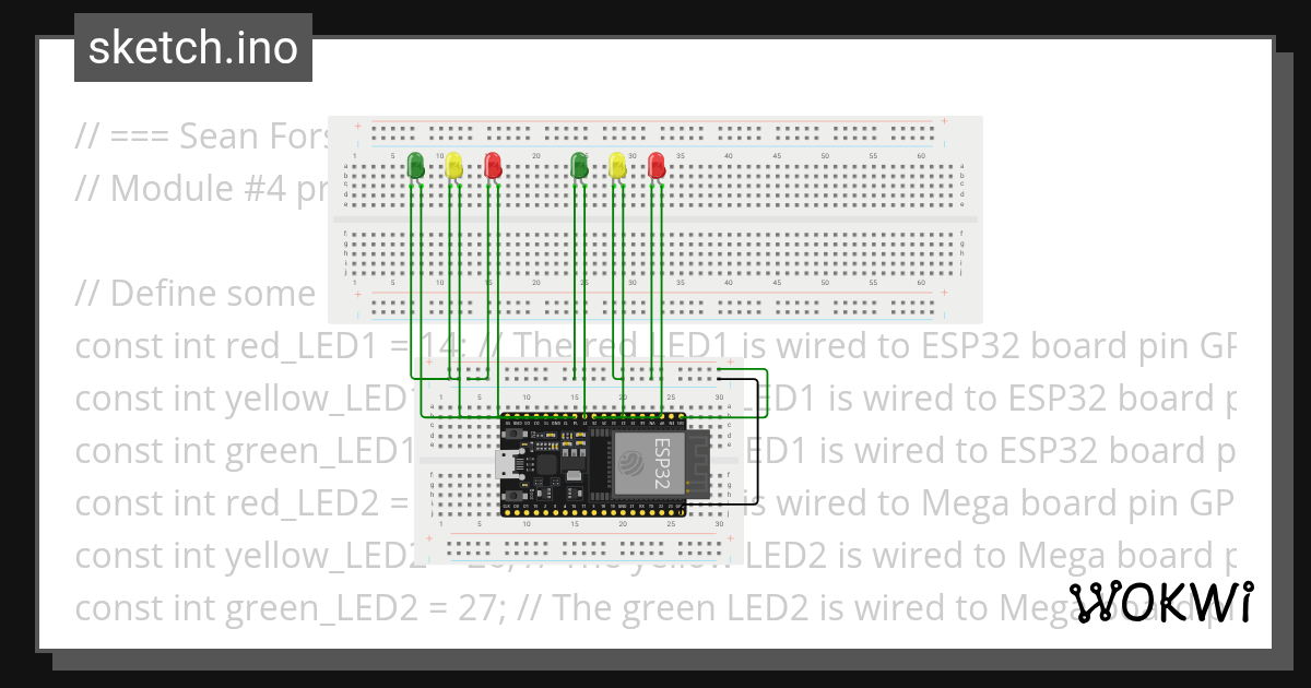 Traffic light - Wokwi ESP32, STM32, Arduino Simulator