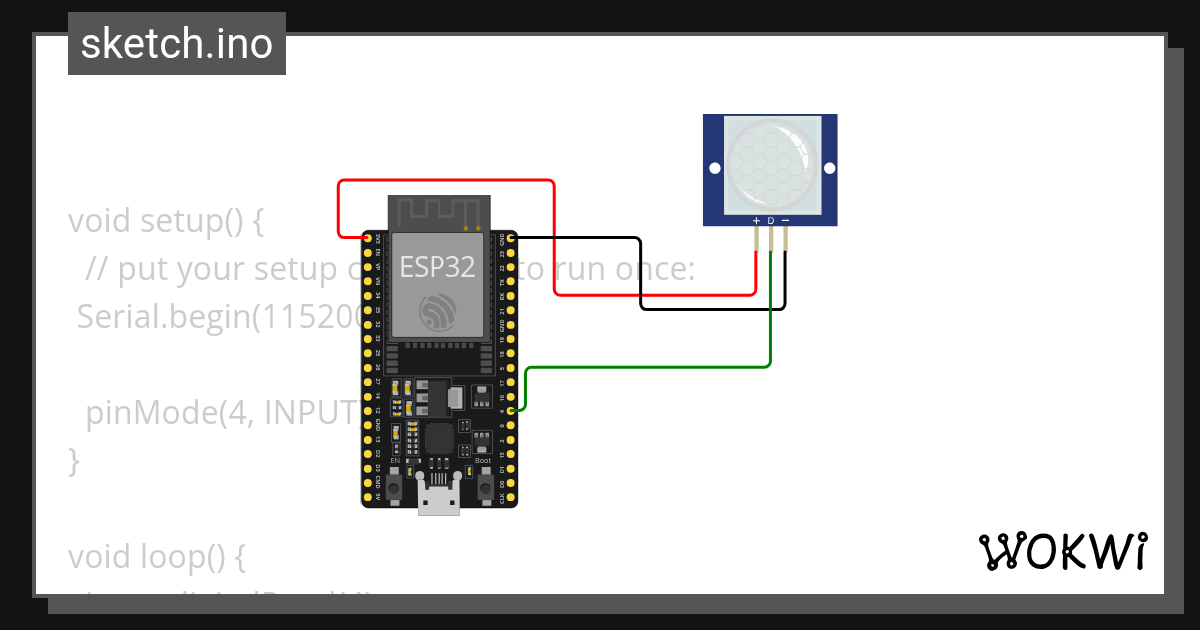 pir sensor - Wokwi ESP32, STM32, Arduino Simulator