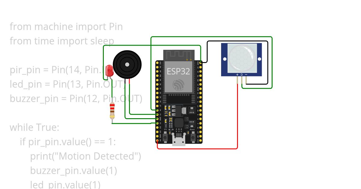 PIR motion detector simulation