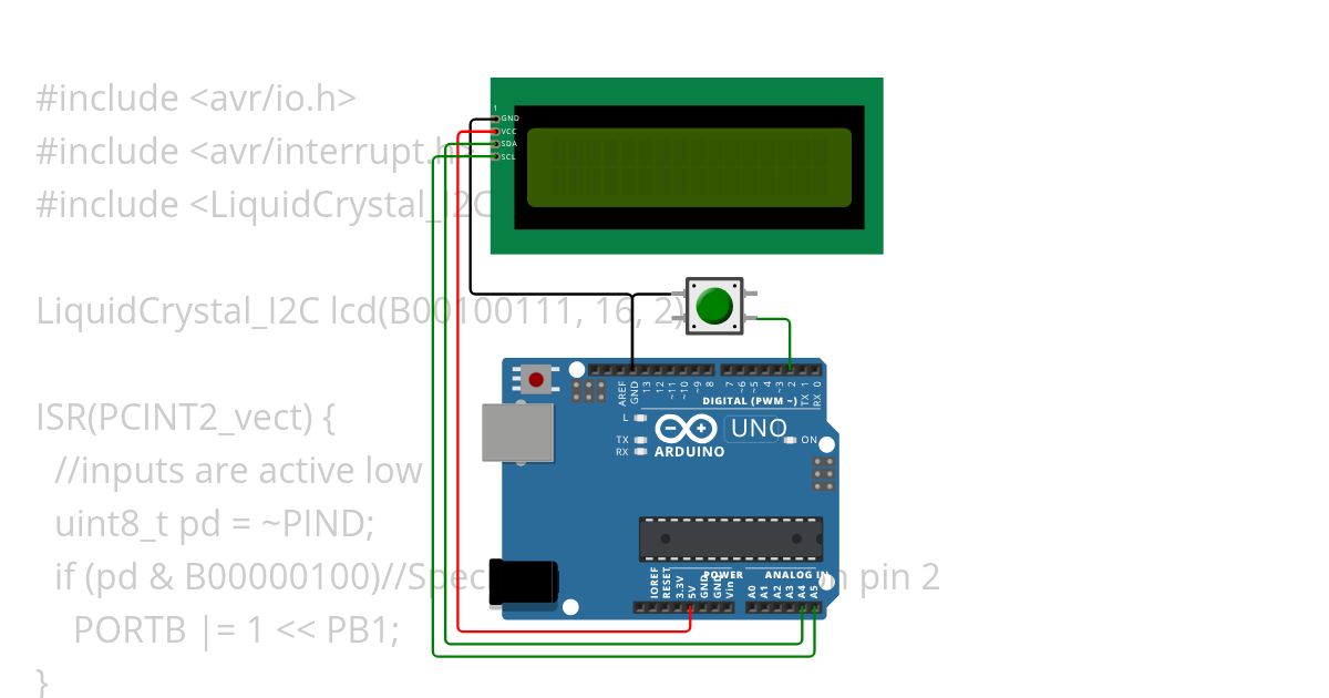 Button Changes LCD Message Copy simulation