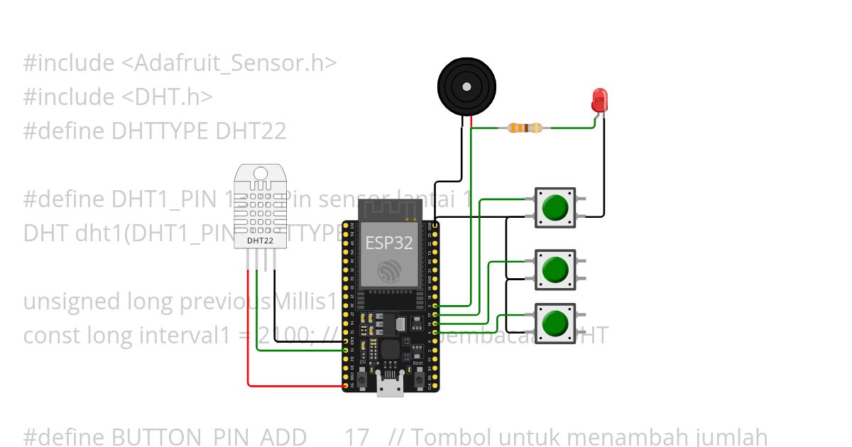 dht22 with preset button and alarm simulation
