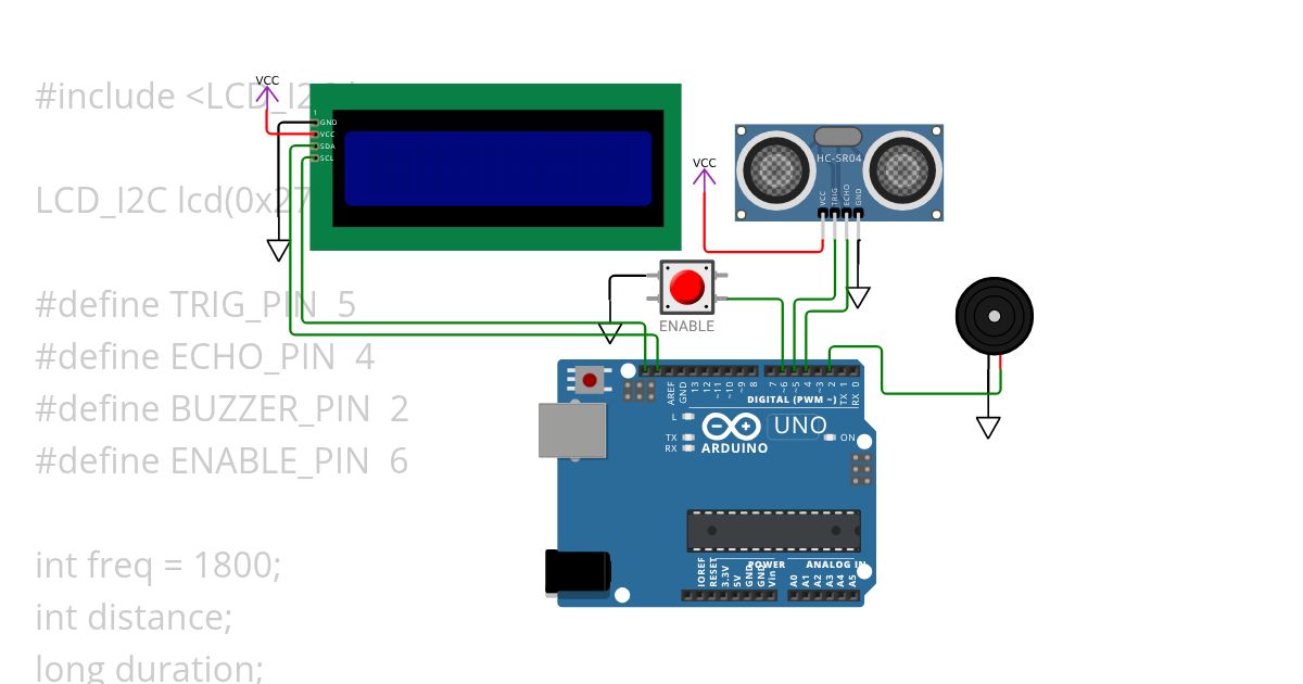 Ultrasonic Sensor + LCD Copy simulation