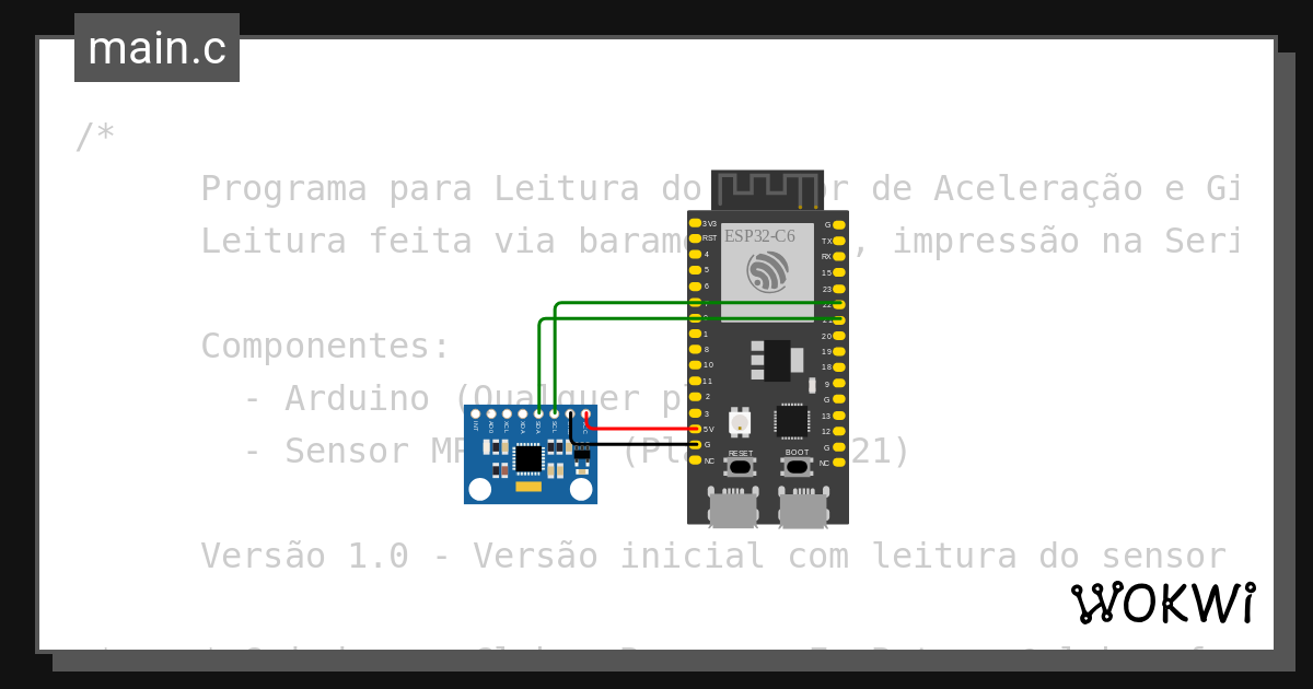 Acelerometer wokwi esp32 stm32 arduino simulator