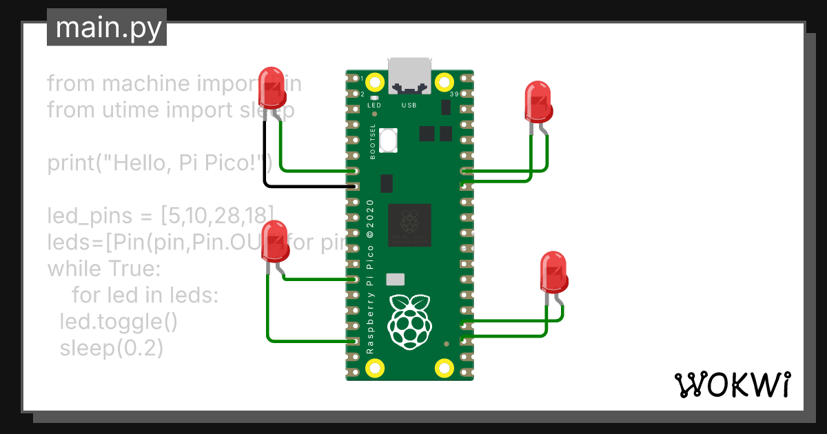 Blink with MicroPython Copy - Wokwi ESP32, STM32, Arduino Simulator