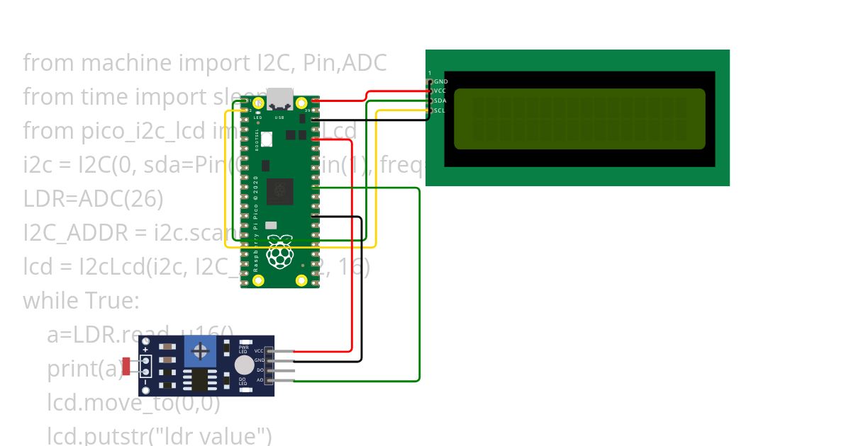 Raspberry Pi Pico LCD I2C Hello World Copy simulation
