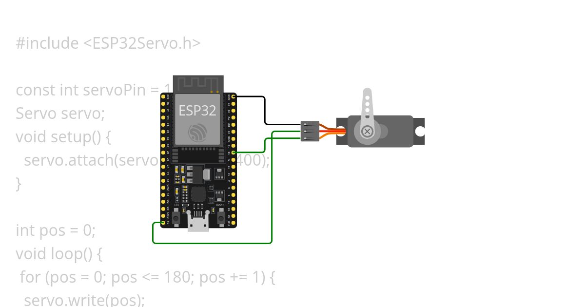 Servo Sweep example for the ESP32 simulation