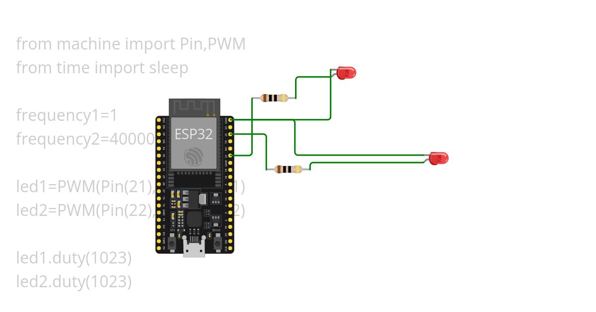 PWM 2 led brightness simulation