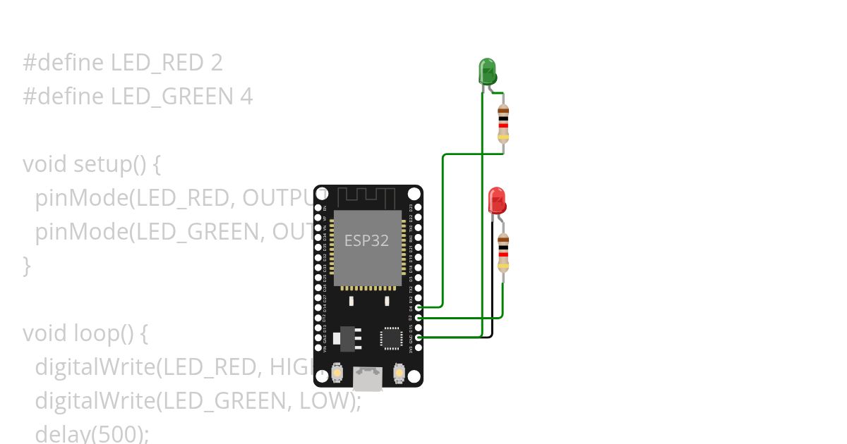esp32-arduino-red-green-led.ino Copy simulation