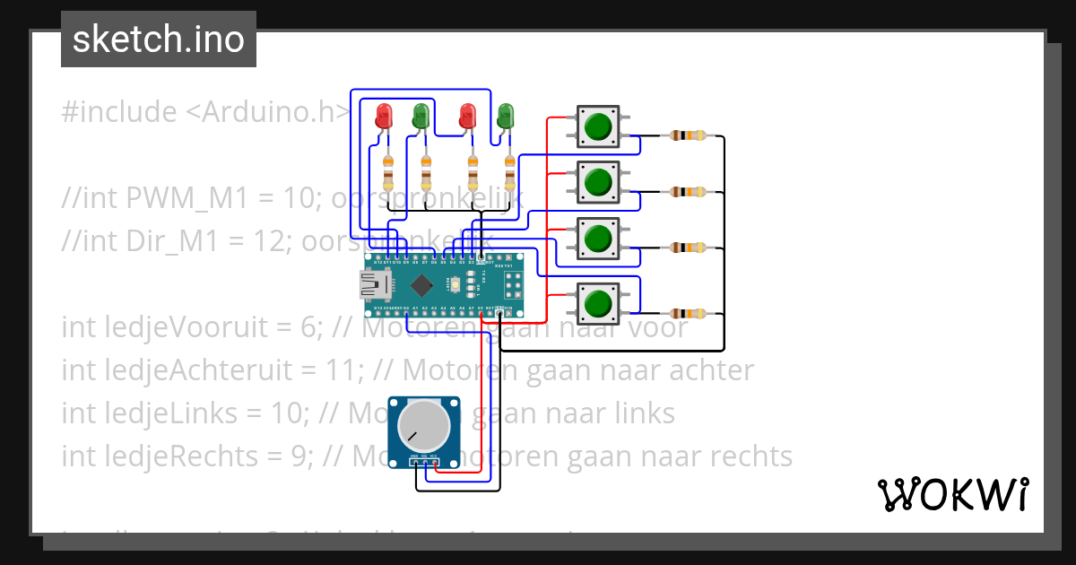 dc motor 1 ledjes - Wokwi ESP32, STM32, Arduino Simulator