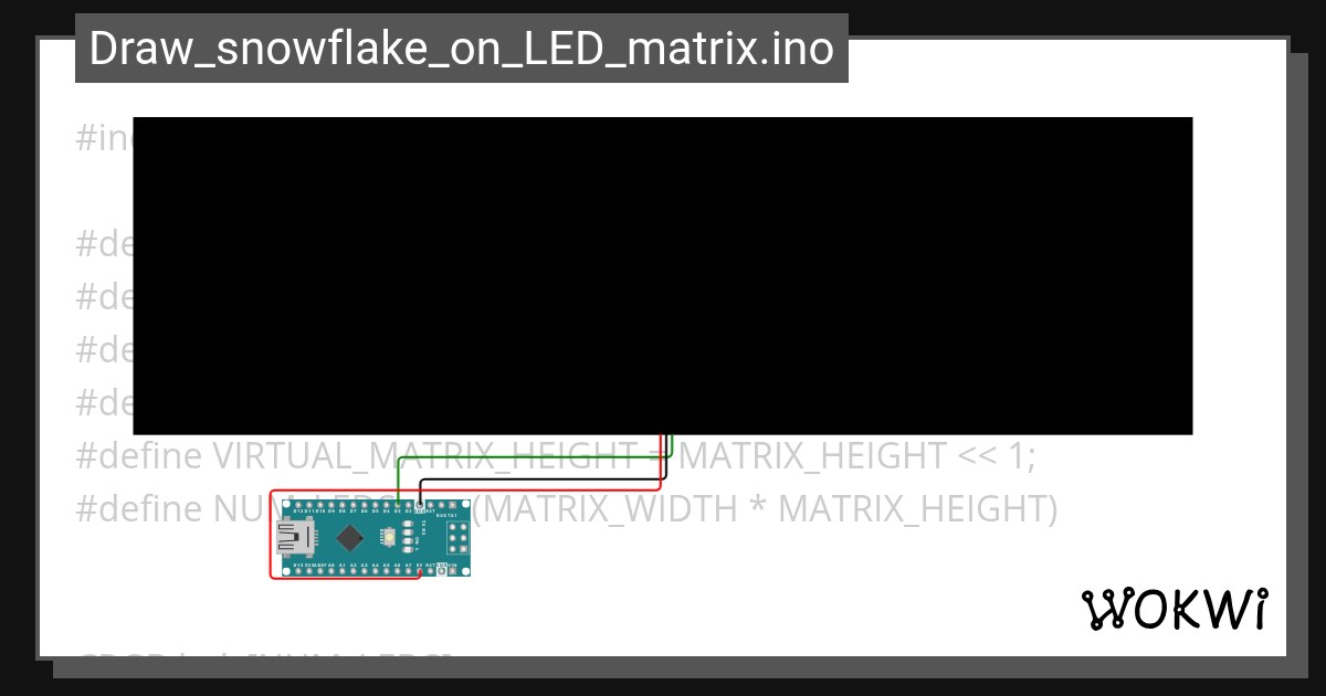 Draw snowflake on LED matrix - Wokwi ESP32, STM32, Arduino Simulator