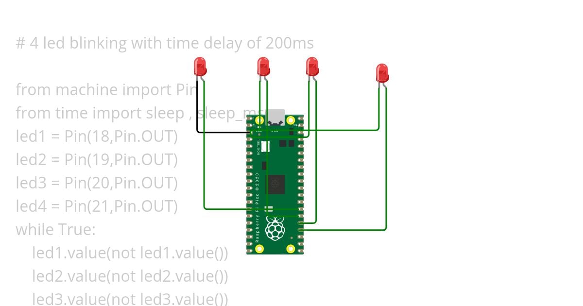 4 led blinking simulation
