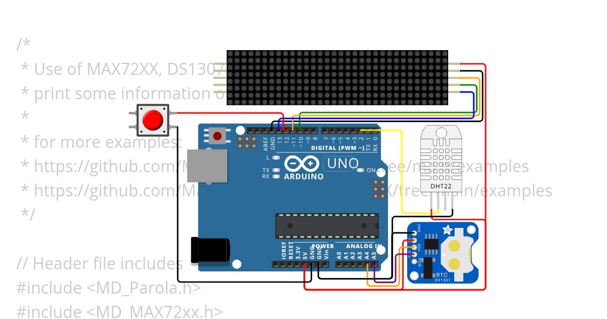 max7219-clock-dht.ino + button simulation