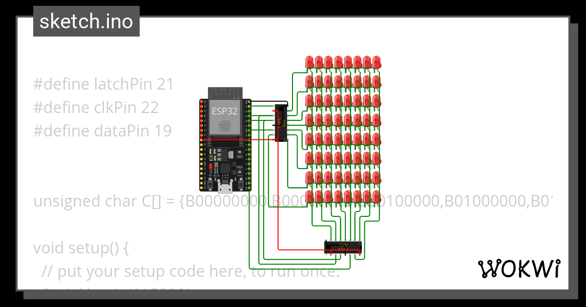 8x8 Led Matrix Wokwi Esp32 Stm32 Arduino Simulator 1708