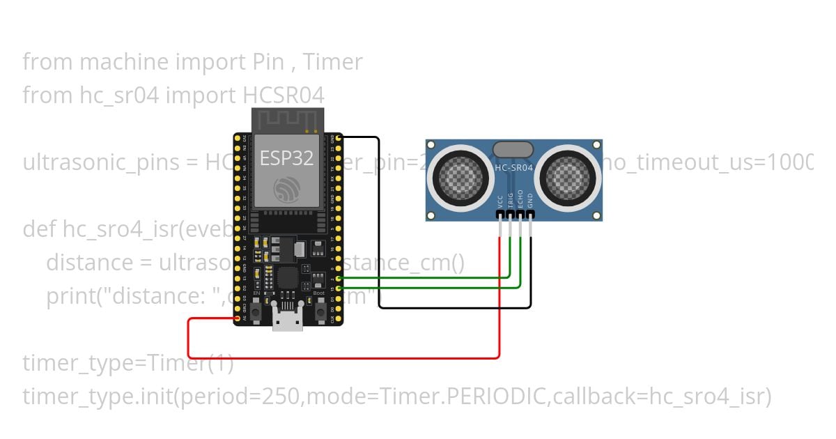 ultra sonic sensor with timer simulation