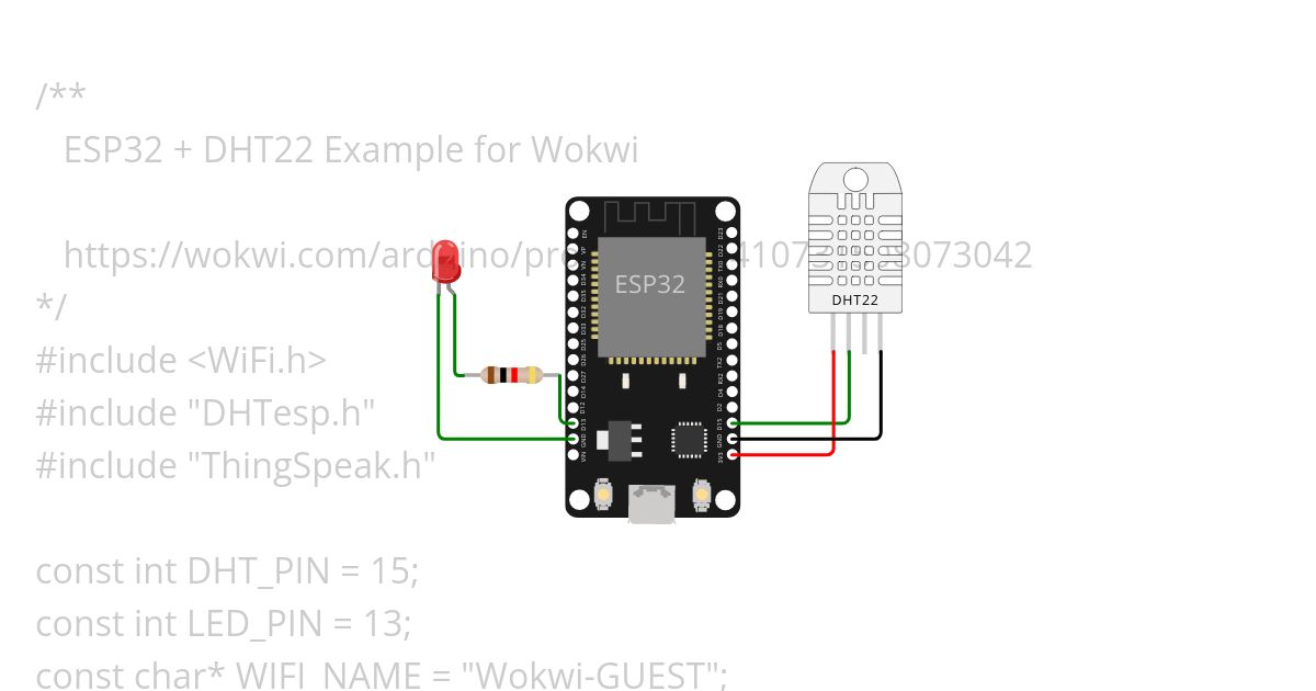 esp32-dht22-thingspeak DeVry Module 3 Test simulation