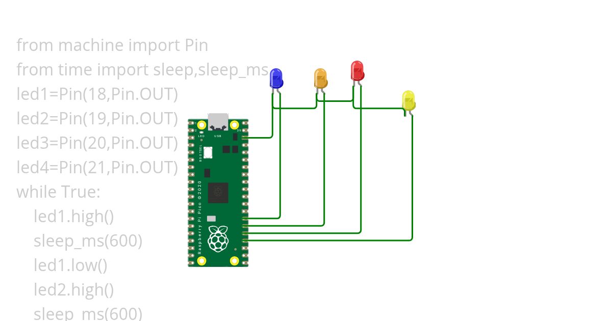 micropython code for 4 led blinking foe 200ms ayeshasiddiqha_ simulation