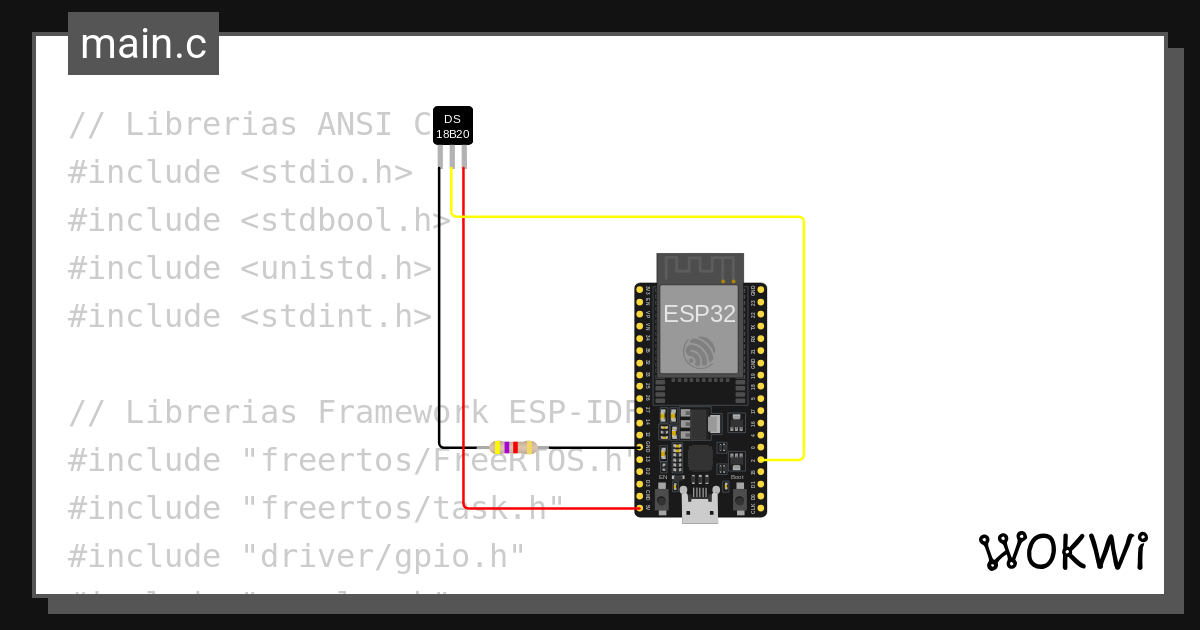 Ds18b20 ansi c wokwi esp32 stm32 arduino simulator
