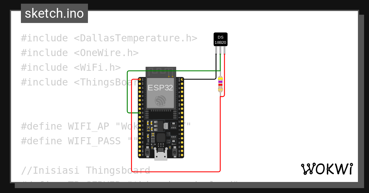 DS18B20 to ThingsBoard - Wokwi ESP32, STM32, Arduino Simulator image.