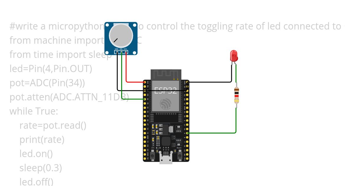 toggling of led using potntiometer  simulation
