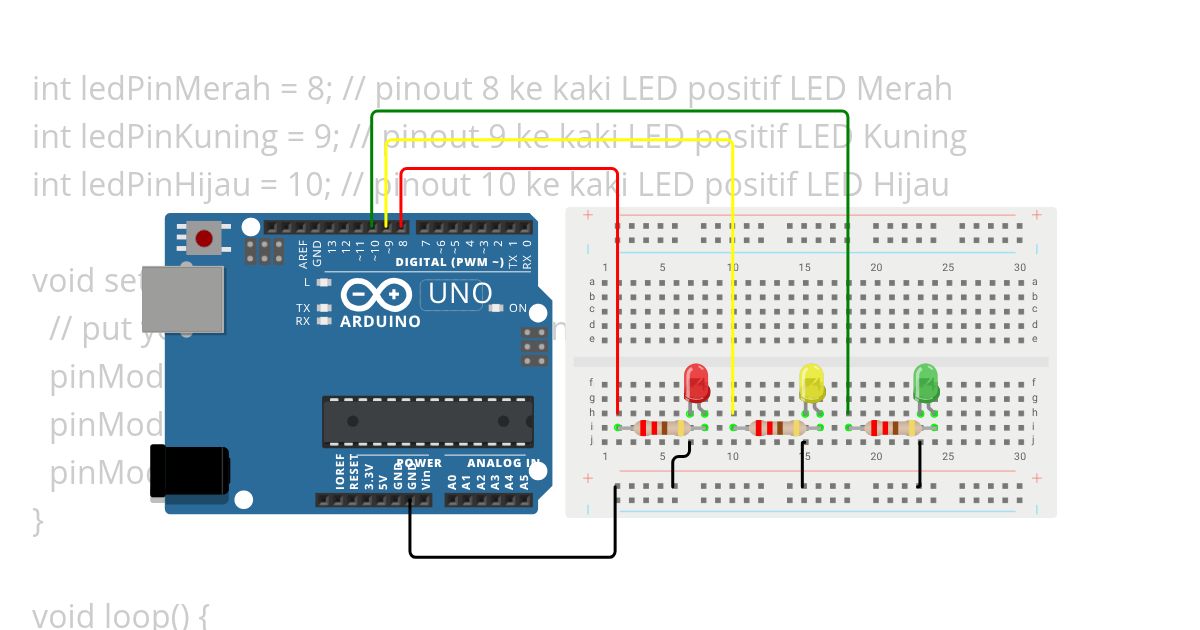 3.1 LED Berkedip Bergantian simulation