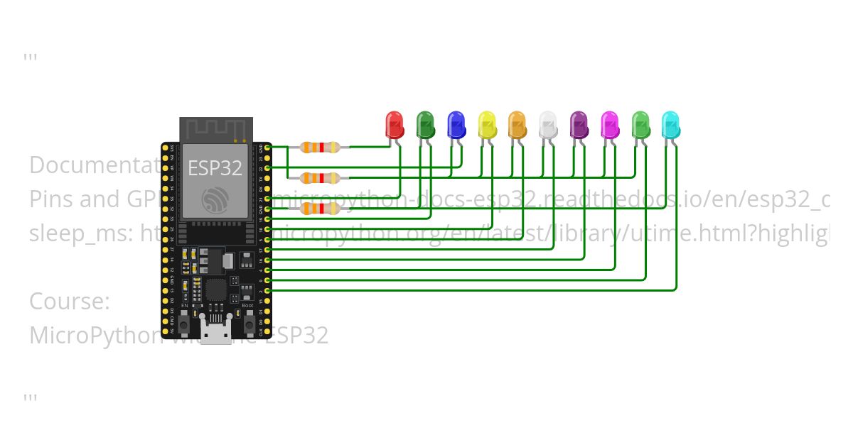 2. LEDs Blinking with timer MycroPython simulation