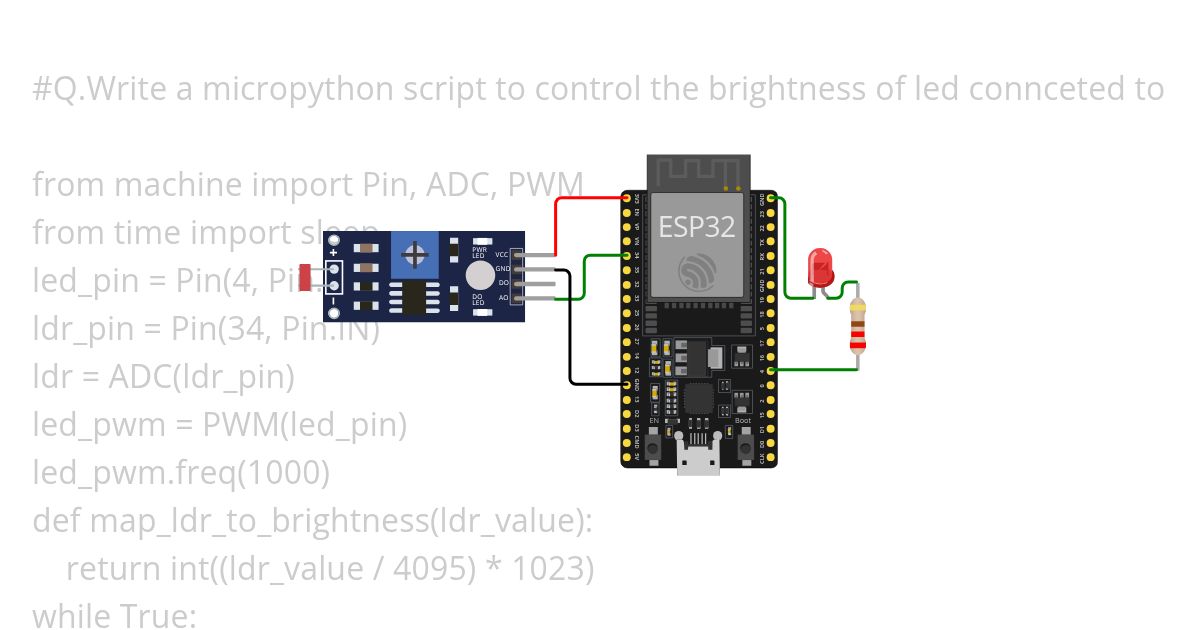 Controlling LED by LDR simulation