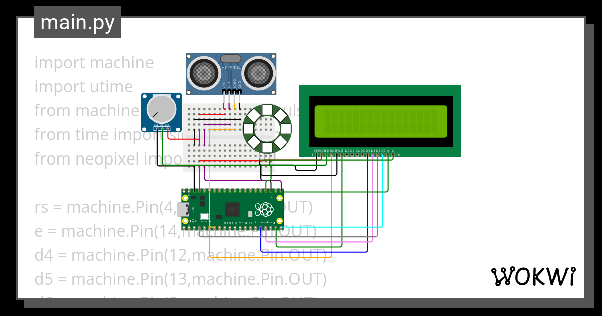 Hc Sr04 With Micropython Lcd And Neopixel Wokwi Esp32 Stm32 Arduino Simulator 5072