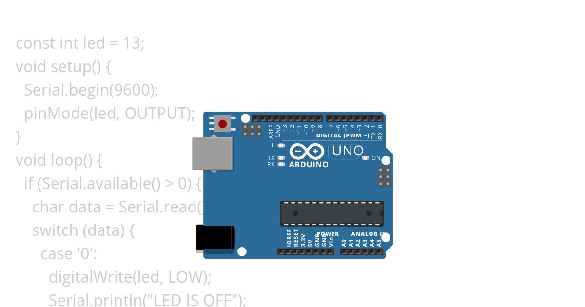 Question 8: To interface Bluetooth with Arduino and write a program to turn LED ON/OFF when '1'/'0' is received from a smartphone using Bluetooth. simulation