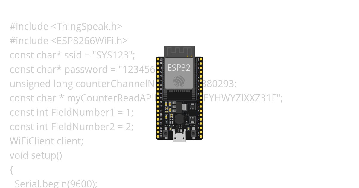 Question 10: Write a program on Arduino to retrieve temperature and humidity data from the Thingspeak cloud. simulation