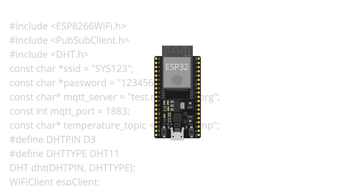 Question 11: Write a program on NodeMCU to publish temperature data to the MQTT broker. simulation