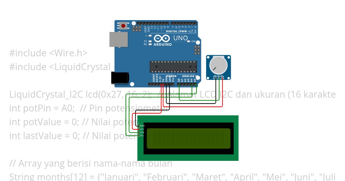 Nama namabulan dengan potensiometer simulation