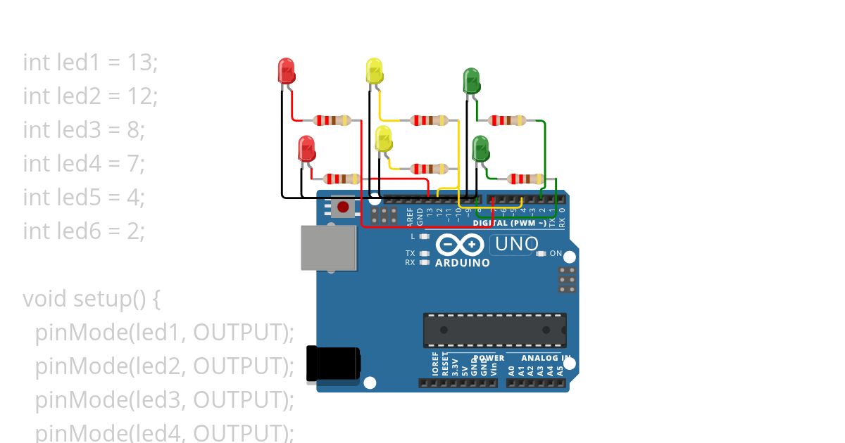 6 LED Bergantian   simulation