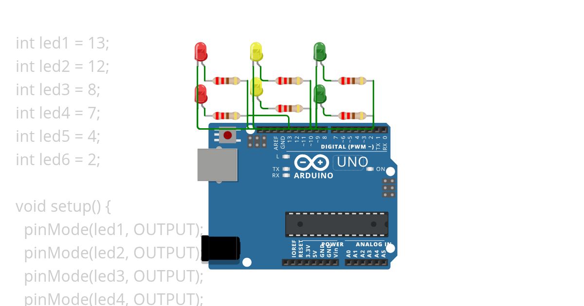 6 LED 3 Warna simulation
