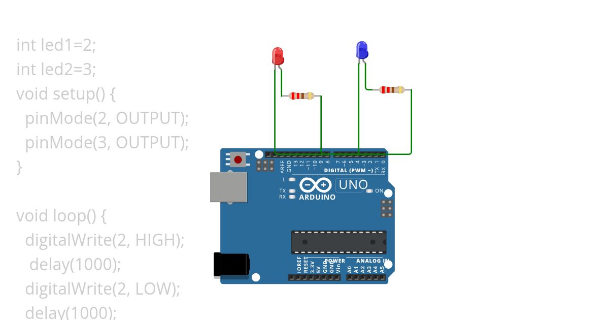 blinking of led with delays simulation