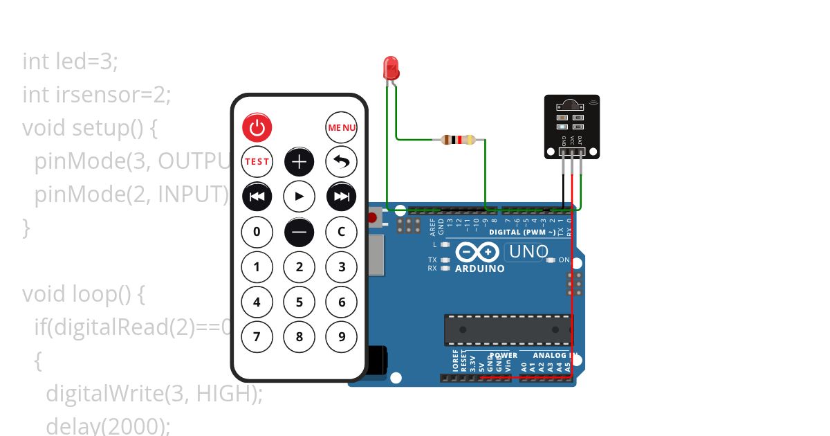 Ir sensor led with ir remote Copy simulation