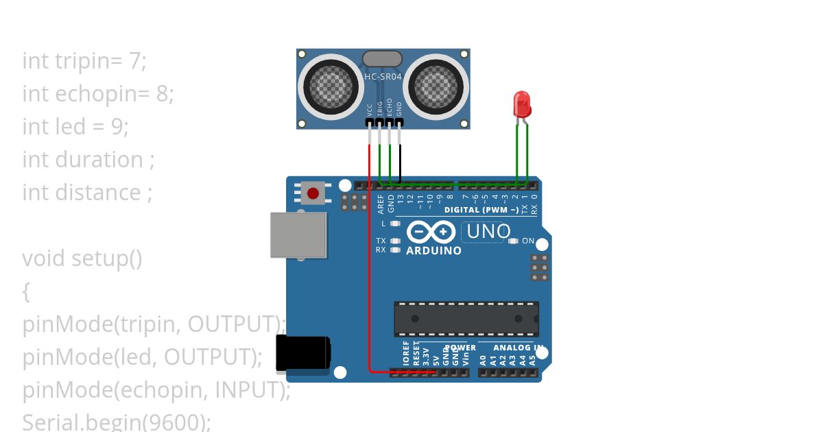 distance ultrasionic sensor simulation