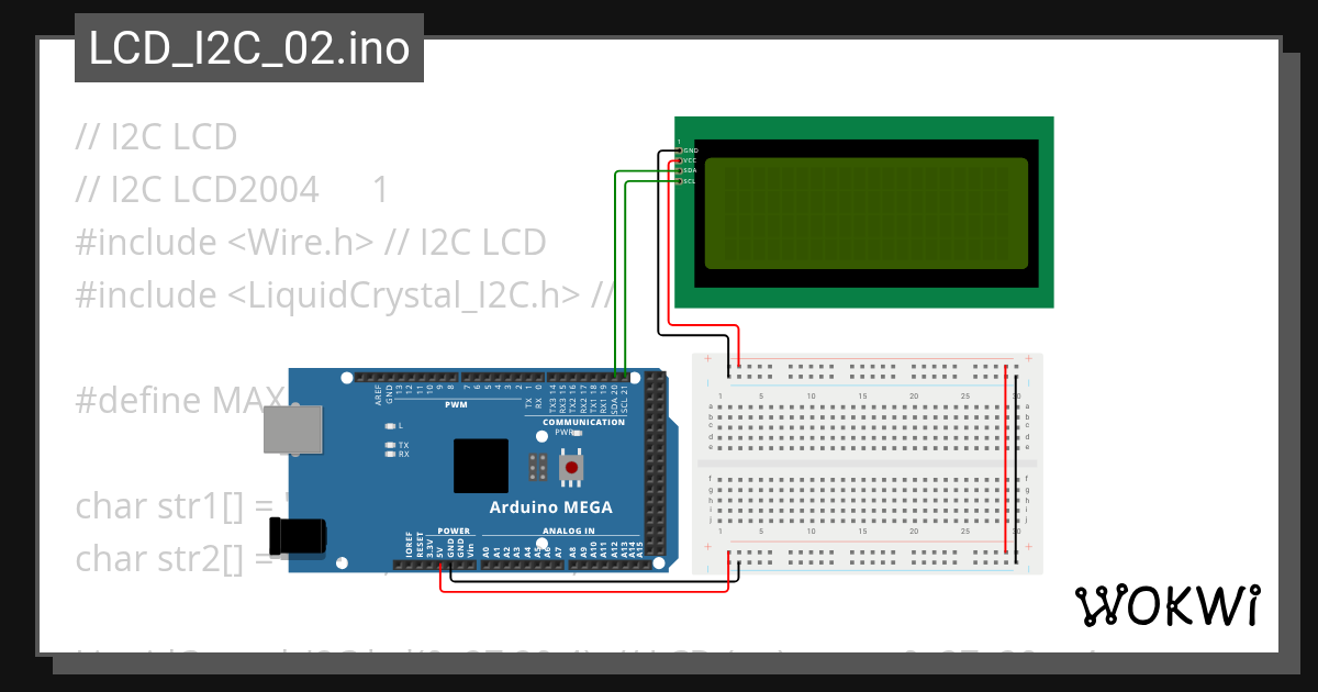 LCD_I2C_02 - Wokwi ESP32, STM32, Arduino Simulator