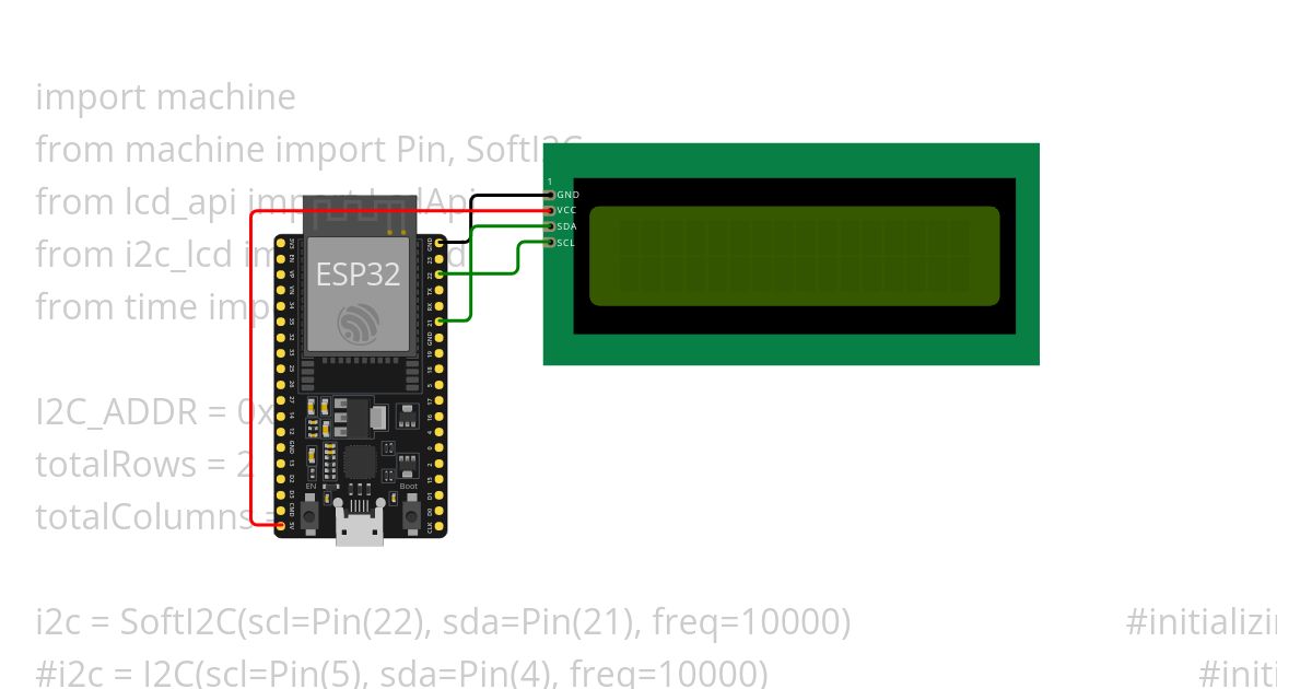 I2C Lcd MicroPython simulation