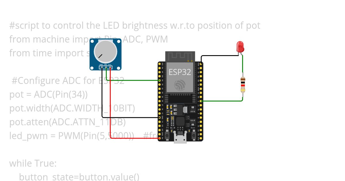 Led with knob  simulation