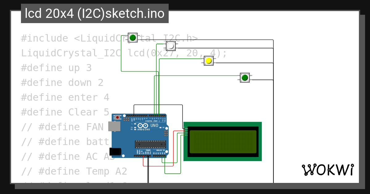 lcd 20x4 (I2C)sketch.ino Copy - Wokwi ESP32, STM32, Arduino Simulator