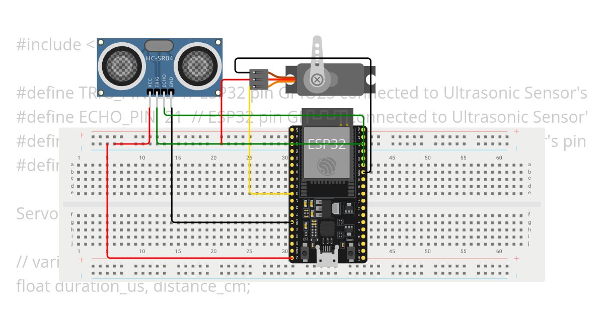 servo + distance sensor simulation