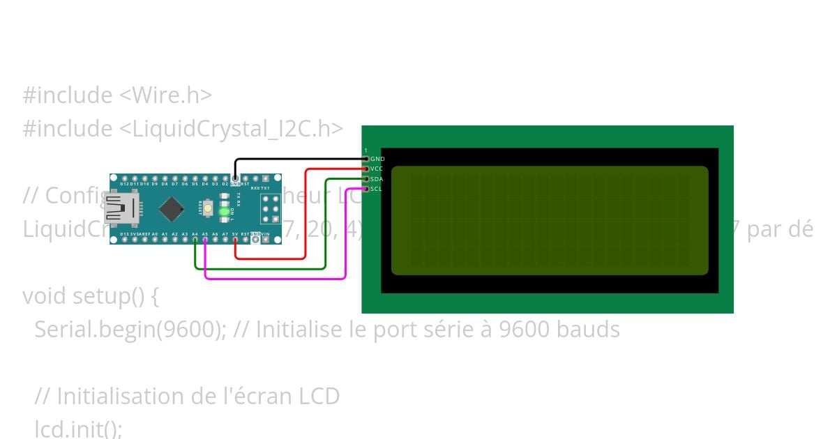 affichage simple LCD 20*4 simulation